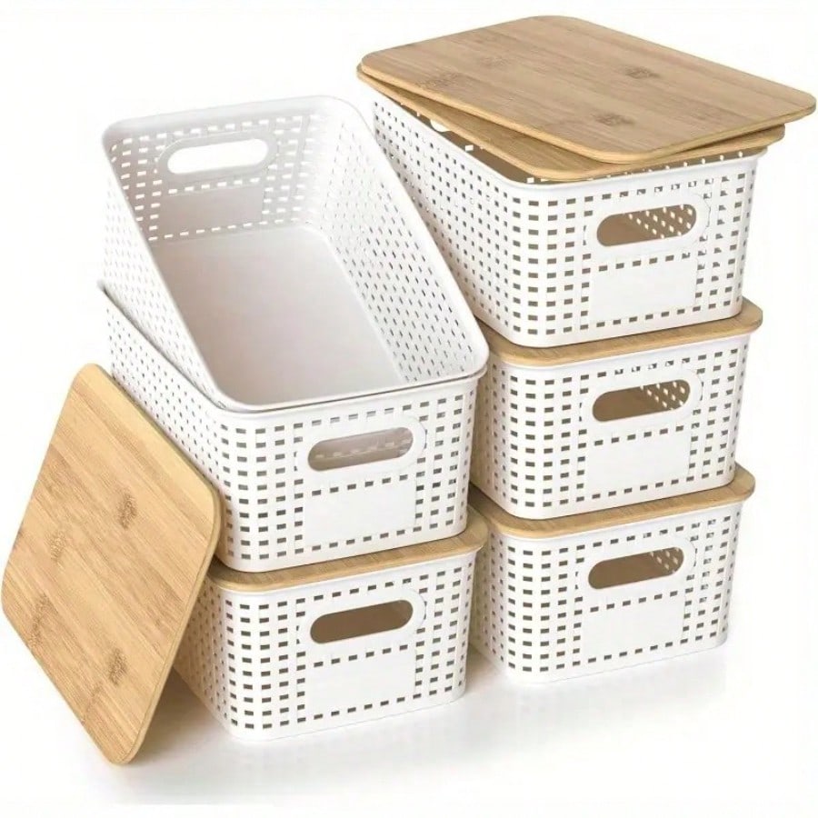 Desktop Organizer Bamboo - Набор из 6 штабелируемых контейнеров для