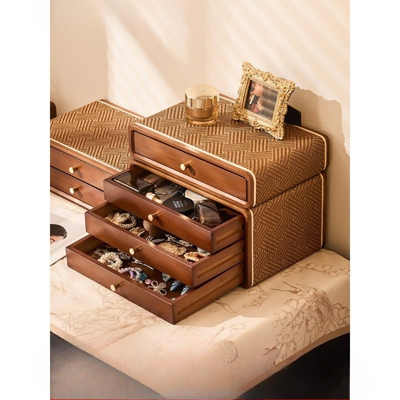 Desktop Organizer Bamboo - Винтажный настольный органайзер-ящик, многоуровневая полка для